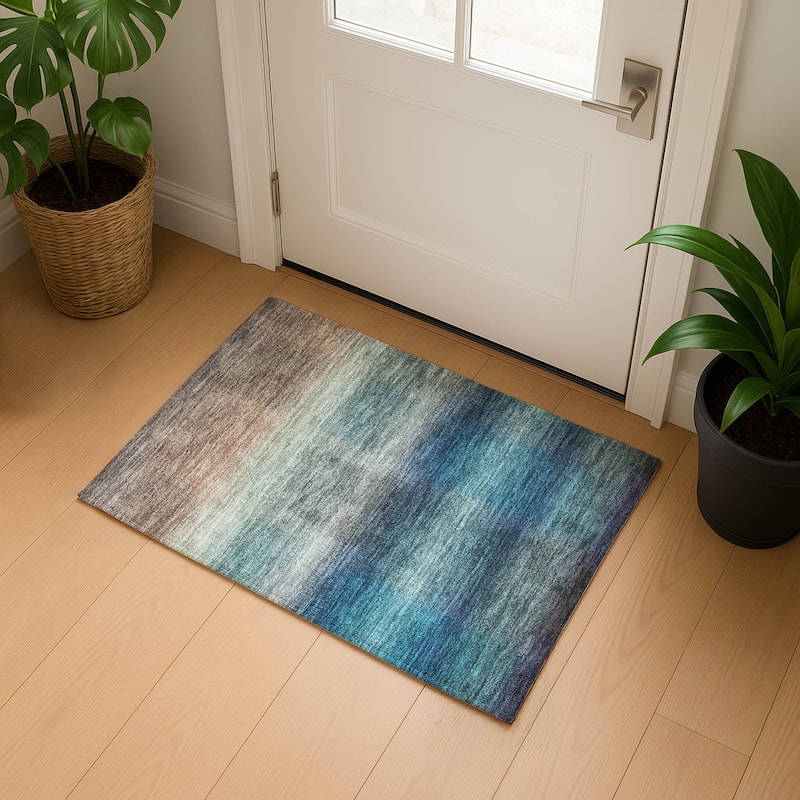 Premium Washable Super Soft Solid Ombre Mayfield Rug - Blue - 1'8" x 2'6"