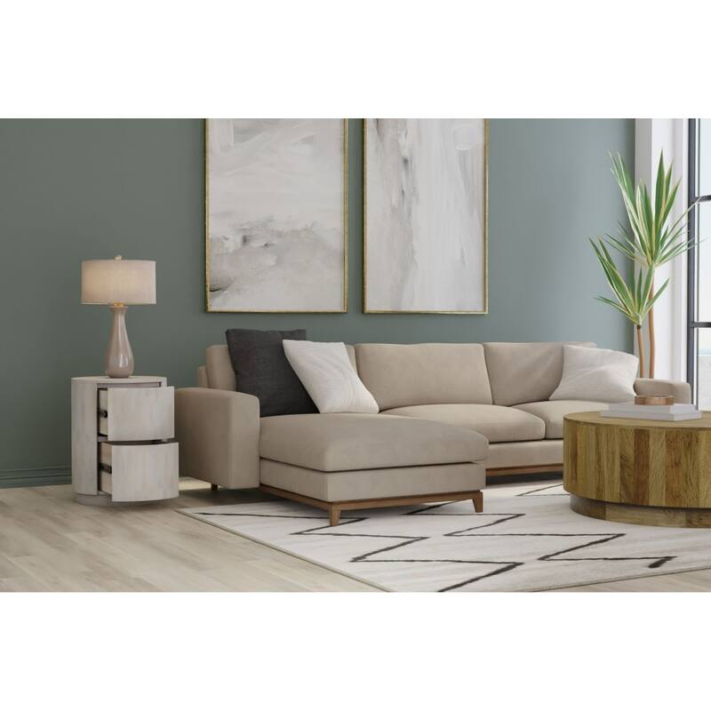 Round 2-Drawer Mango Wood Nightstand - 24" - White