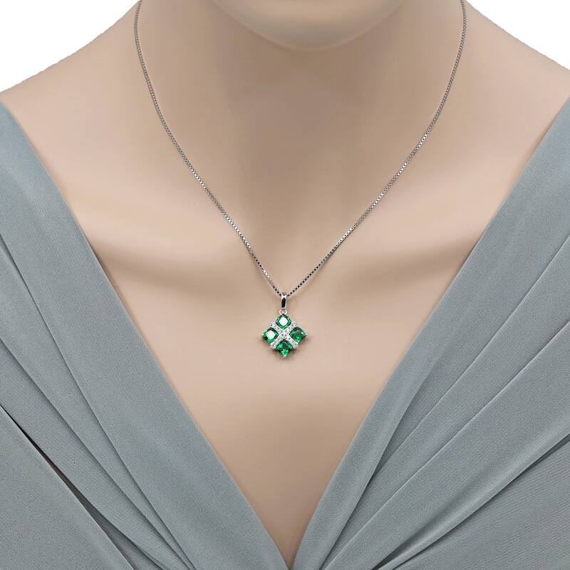 1.75 ct Emerald Pendant in Sterling Silver