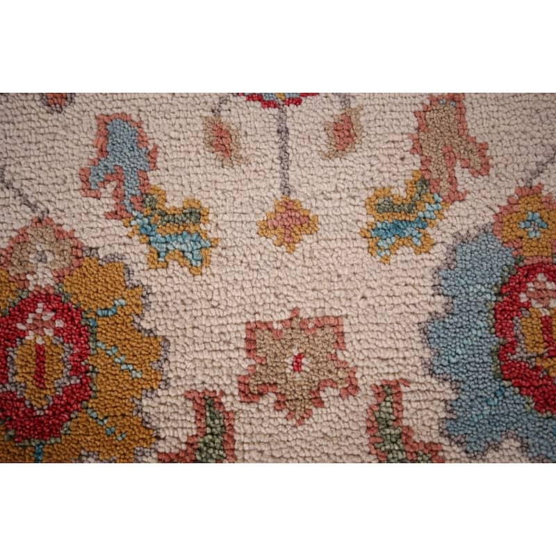 Floral Ivory Oushak Oriental Foyer Rug Handmade Wool Carpet - 2'6"x 5'10"