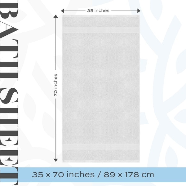 dimension image slide 11 of 19, White Classic Luxury Cotton Oversized Bath Sheet 35x70 - Set of 2