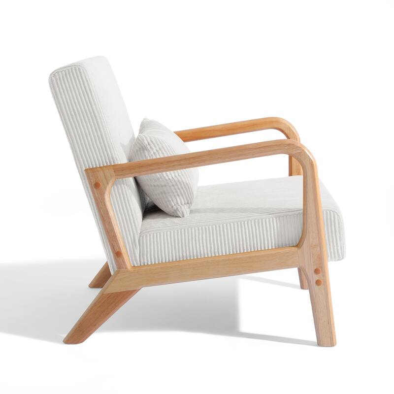 Mid-Century Upholstered Accent Chair with Wood Frame