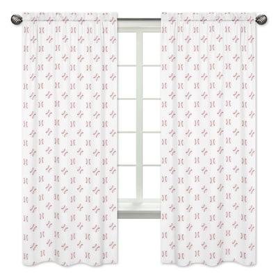 Sweet Jojo Designs Red and White Baseball Patch Sports Collection 84-inch Window Treatment Curtain Panel Pair