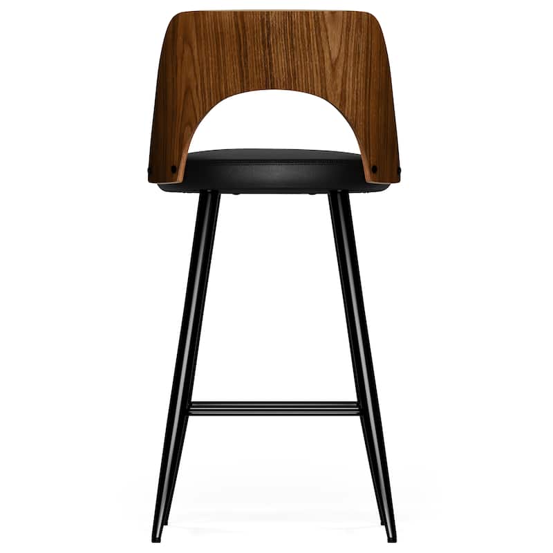 WYNDENHALL Sevyn Contemporary 16" Counter Height Stool (Setof 2) in Black PU faux leather - 18.9" D x 17.5" W x 35.4"H