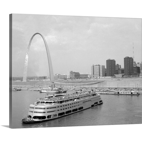 "1960's St. Louis Missouri Gateway Arch Skyline Mississippi River Ss Admiral Casino" Canvas Wall Art