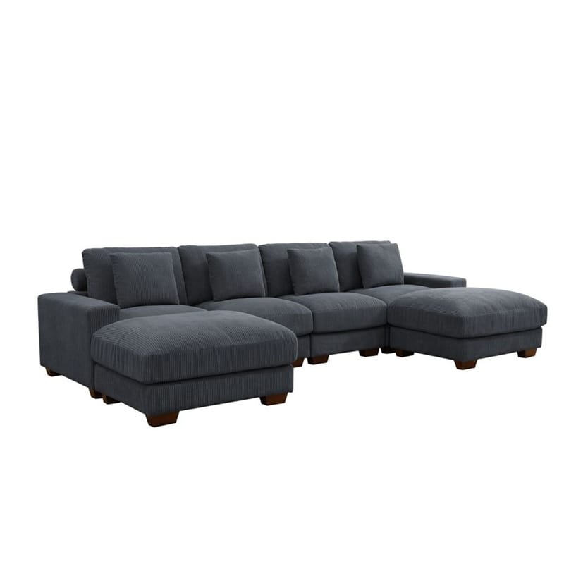 123'' Corduroy Upholstered U-Shaped 6-Piece Sectional Sofa