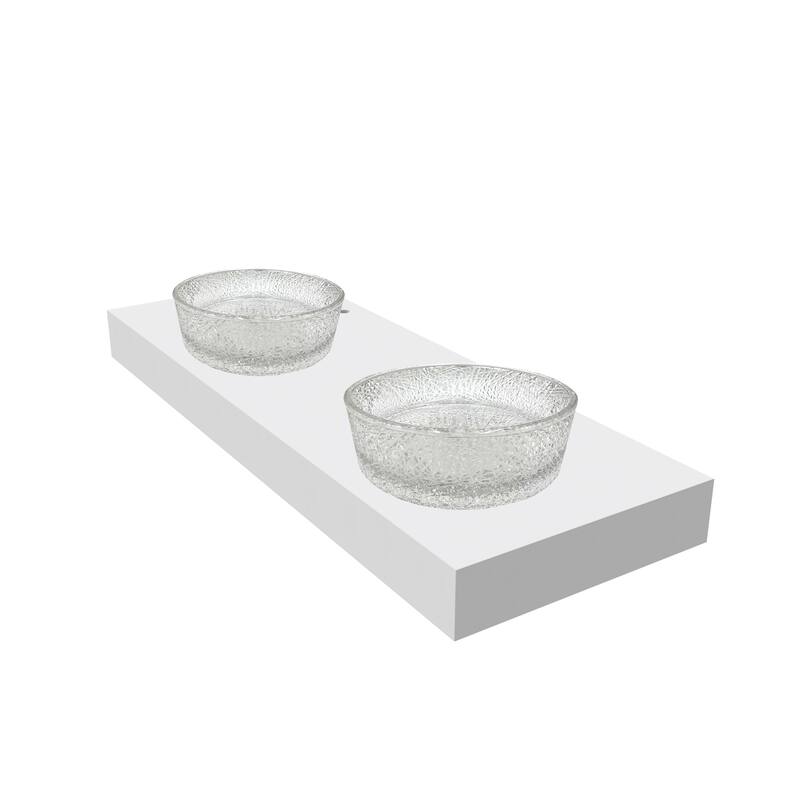 Stadium 16" & 14" Round Decorative Crystal Vessel Sinks With White Base