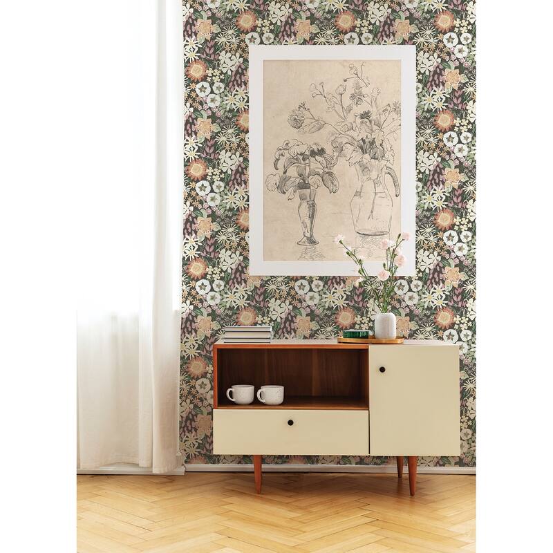A-Street Prints Karina Raspberry Wildflower Garden Wallpaper