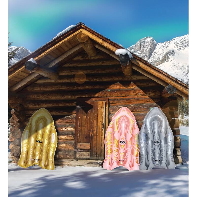 POZA Silver Inflatable Snow Boogie Sled with Handles and Confetti - 44 x 26 x 6 inches