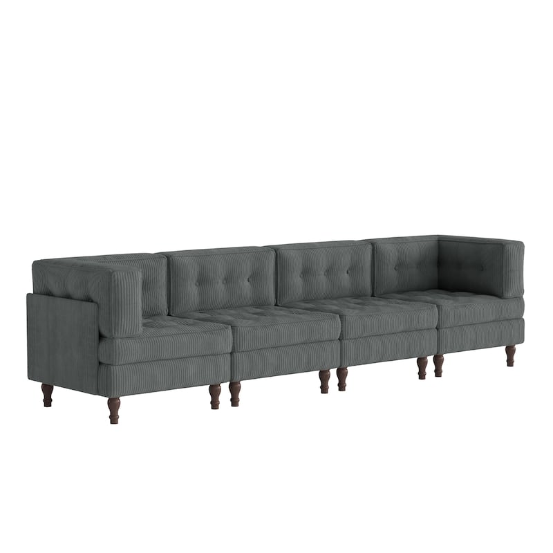 Oversized Modular Sectional Corduroy Fabric Tufted Sofa