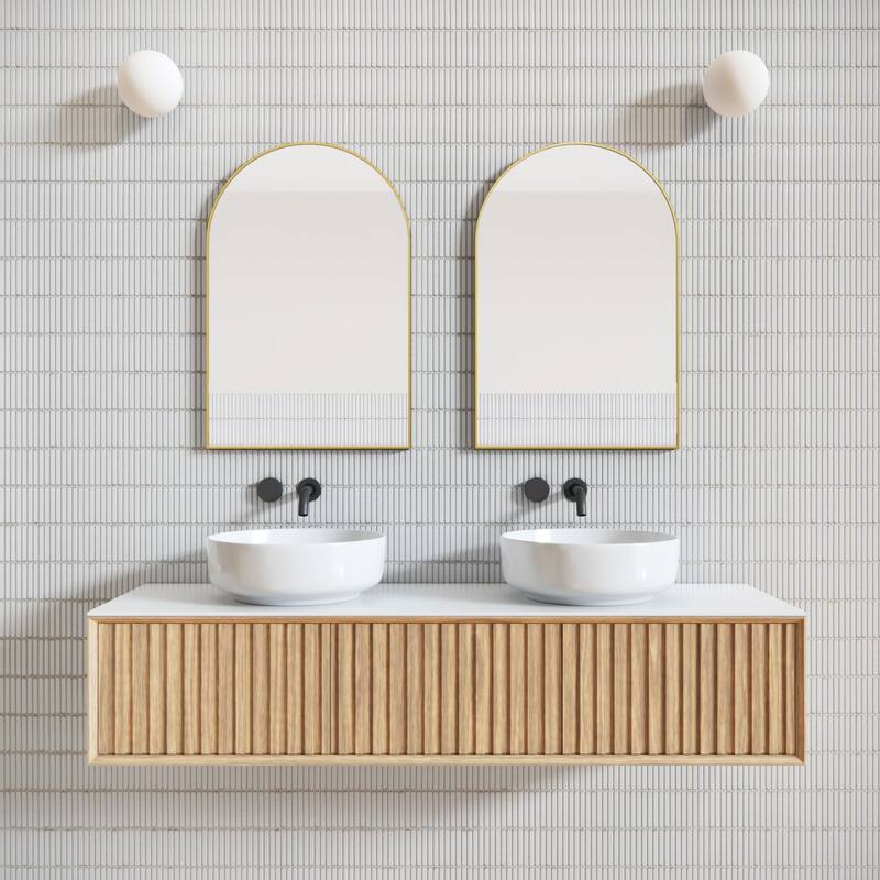 Glass Warehouse SF-ARC-20X30 Kira 20" W x 30" H Contemporary Arched - Satin Brass