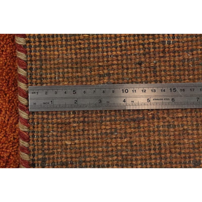 Hand Knotted Oriental 100% Wool Carpet Modern Modern Oranges & Rust Gabbeh Area Rug - 6' 9'' X 4' 11''