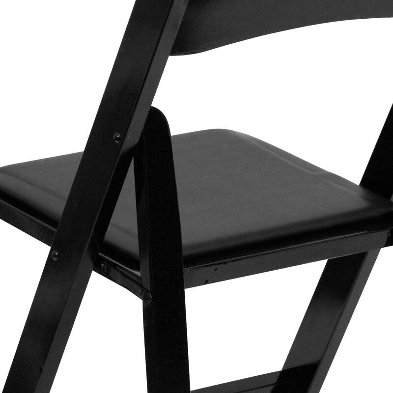 Wood Folding Chair with Vinyl Padded Seat (Set of 2)