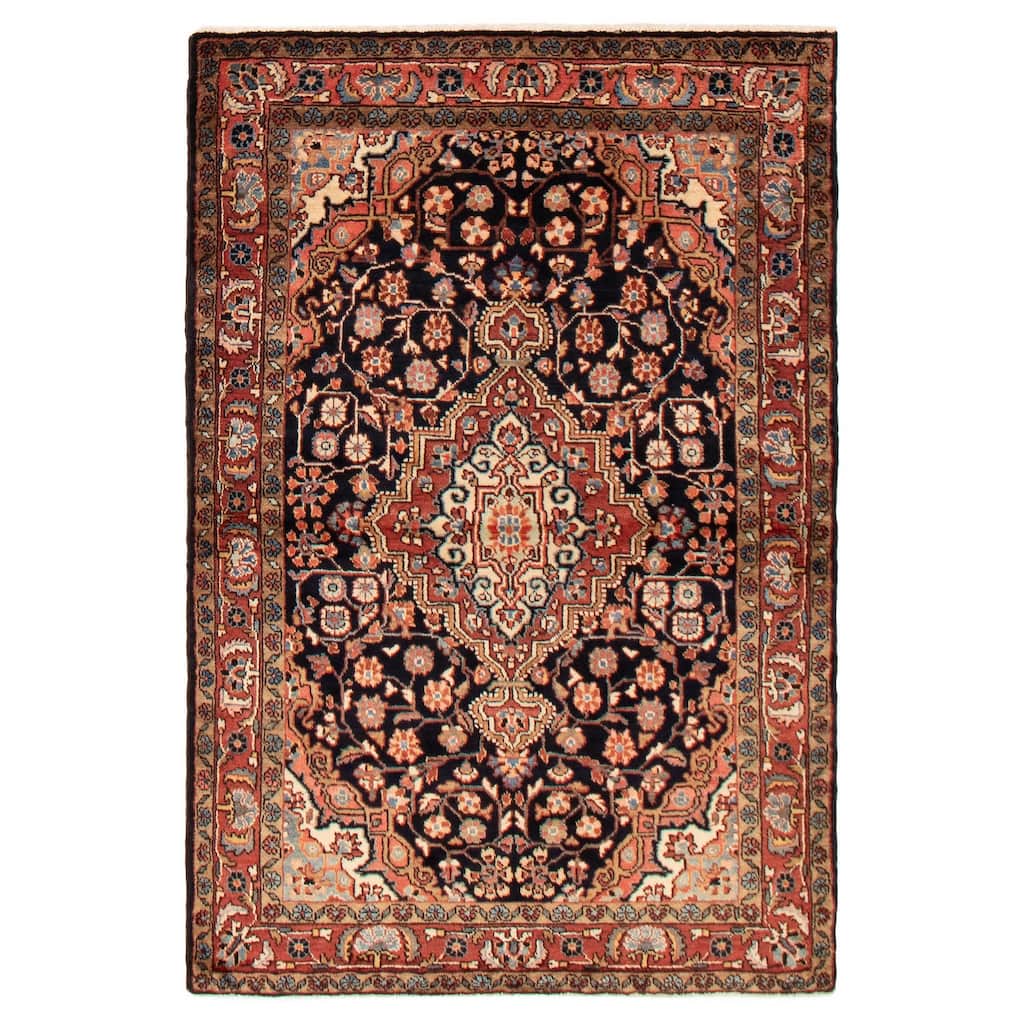 ECARPETGALLERY Hand-knotted Andelz Dark Navy Wool Rug - 4'3 x 6'4