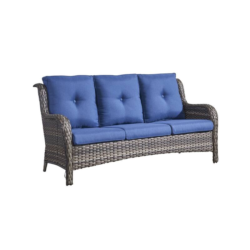 Gymojoy 3-Piece Outdoor Patio High-back Wicker Sectional Ottoman Set