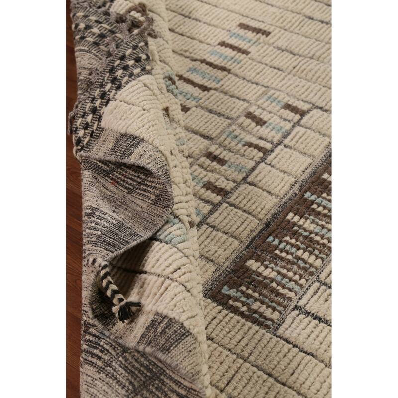 All-Over Striped Moroccan Large Area Rug Handmade Wool Carpet - 11'8"x 15'8"