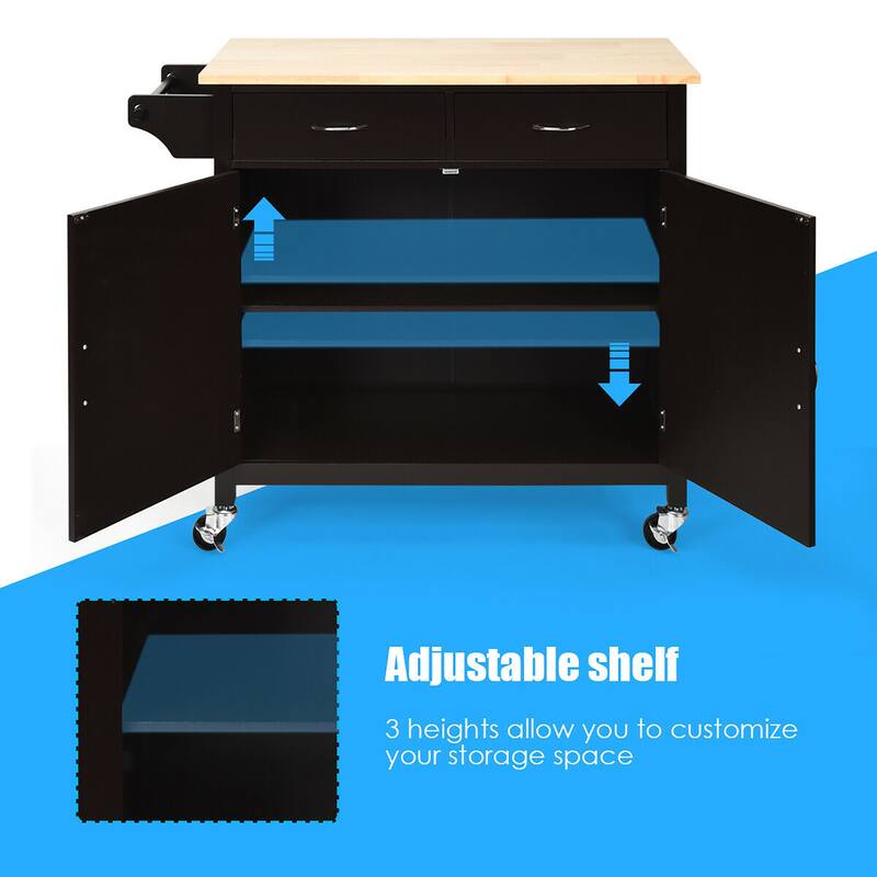 Costway Modern Rolling Kitchen Cart Island Storage Trolley Cabinet