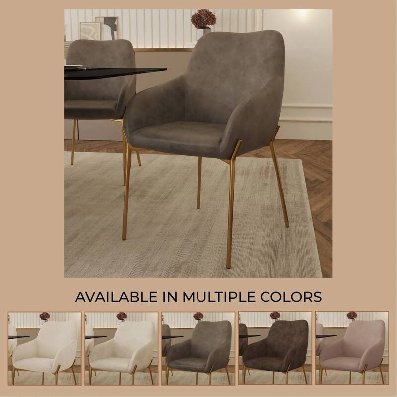 Zaire Upholstered Dining Chair in Velvet/Leather/Boucle with Gold Chrome Iron Set of 4