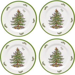 Spode Set of 4 Christmas Tree Melamine Salad Plates - 8" D