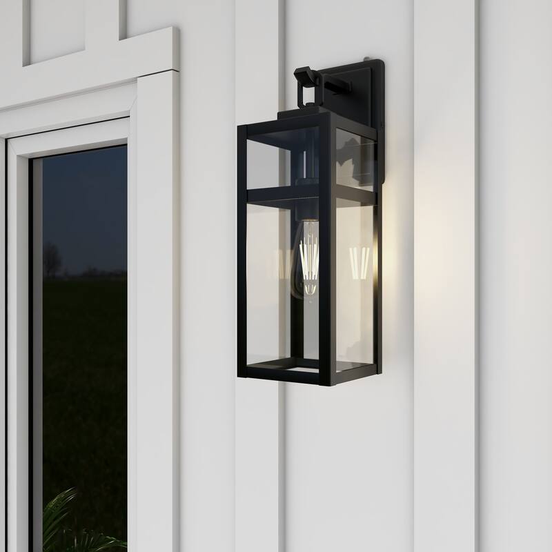 Matte Black Dusk to Dawn Outdoor Wall Light with Clear Glass Shade - BLACK - medium2