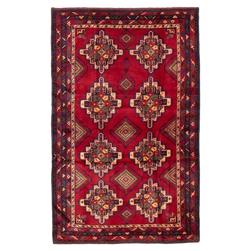 Teimani Red Rug 4'3" x 6'11" - 4'3 x 6'11 - Dark Red - 4'3 x 6'11