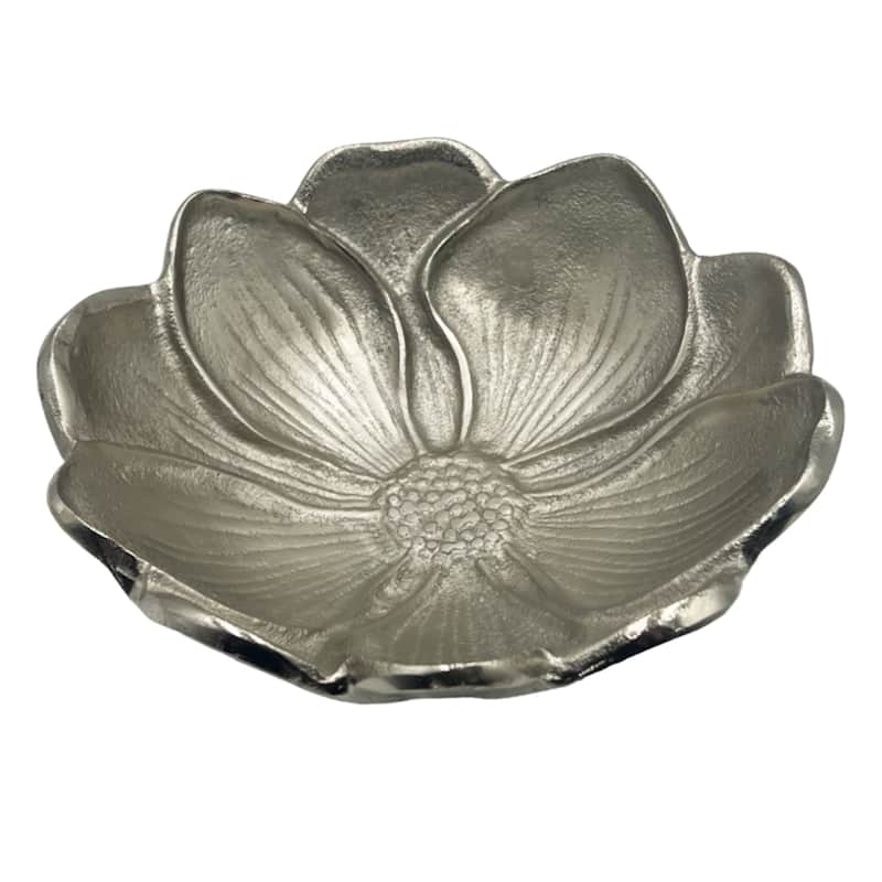 11 Inch Wide Decorative Handmade Aluminum Modern Lotus Flower Bowl - 11 x 11 x 3.5 in