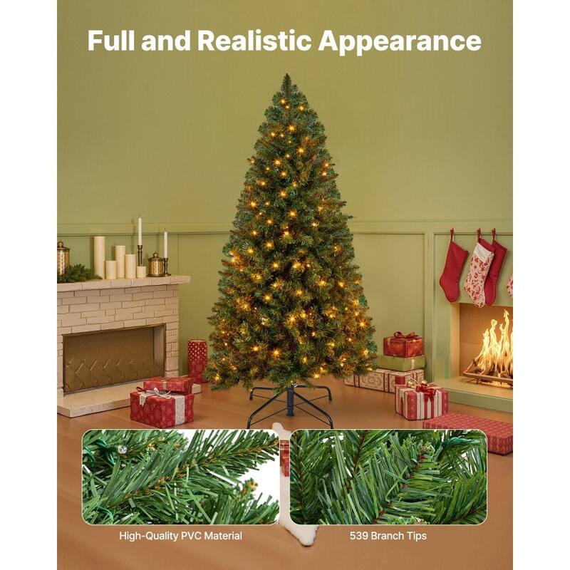 Green PVC and Iron 4x2.6 ft Pre-Lit Christmas Tree with 120 LED Lights and 8 Modes - 2.6 x 4 ft
