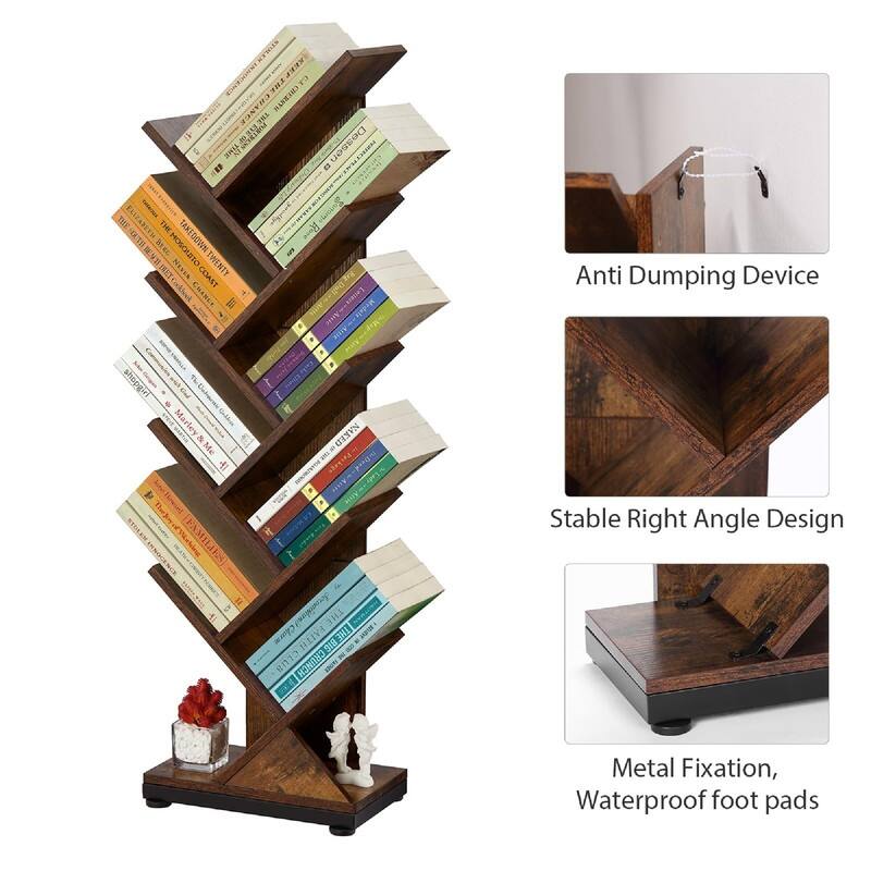 9 Tier Tree Bookshelf - 11.8"D x 7.4"W x 38.4"H