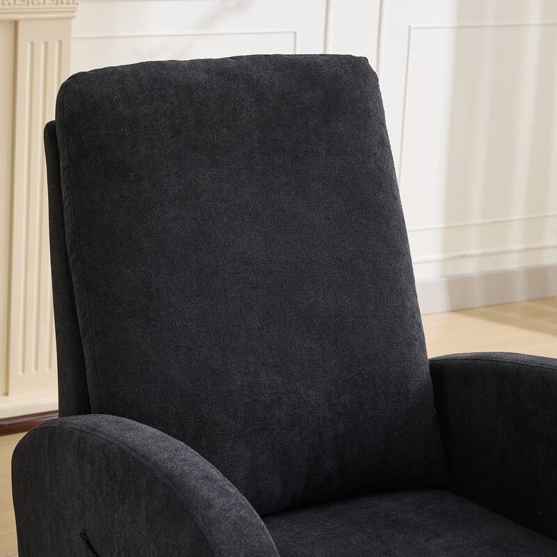 27.2"W Rocking Chair, Polyester Glider Chair with High Back and Side Pocket, Rocking Accent Armchair with Rubber Wood Legs