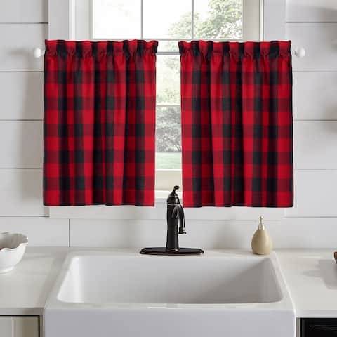 Farmhouse Living Holiday Buffalo Check Window Curtain Tier Set