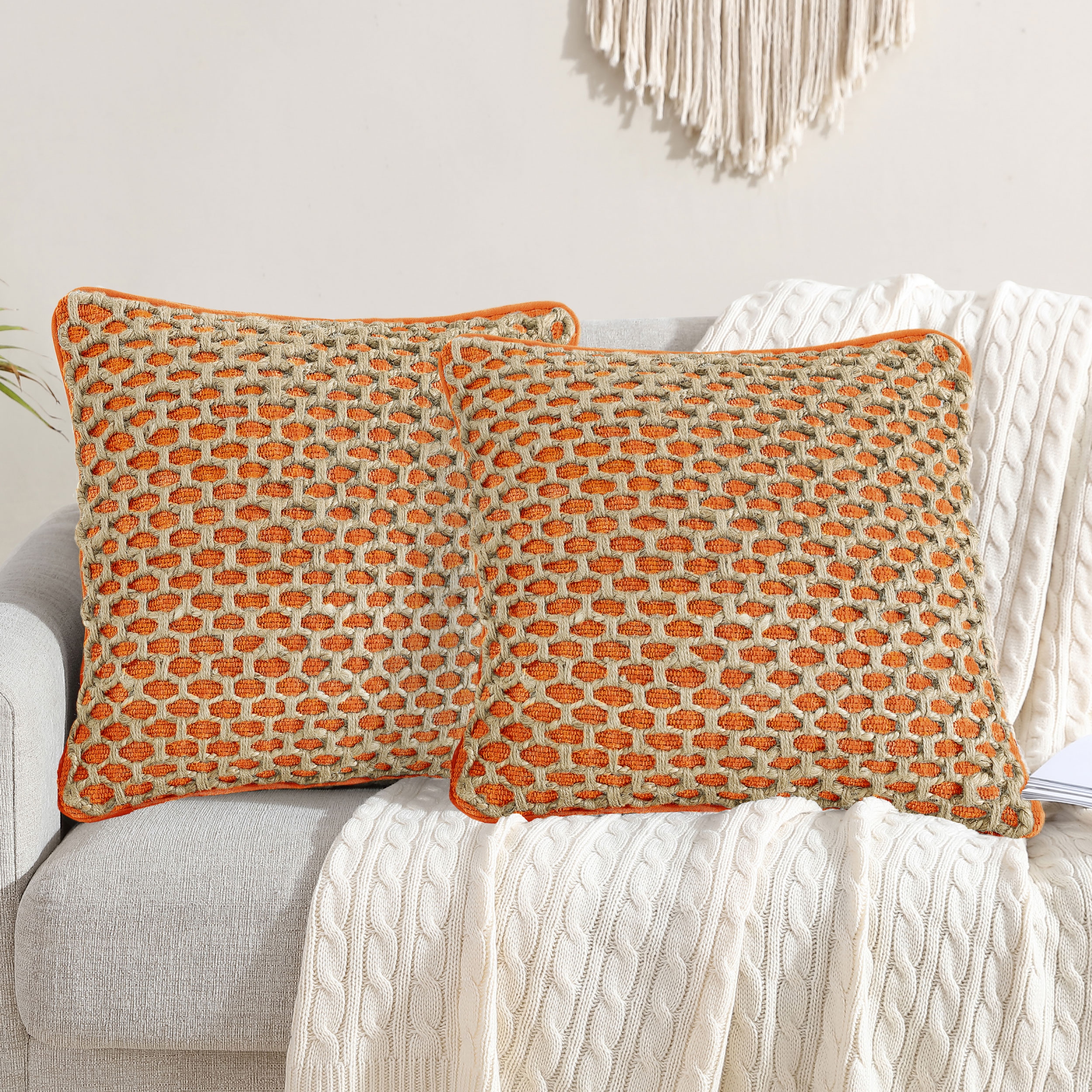 Boho Living Jada 20 x20 Braided Cotton Jute Throw Pillow Covers Set of 2 Bed Bath Beyond 38415732