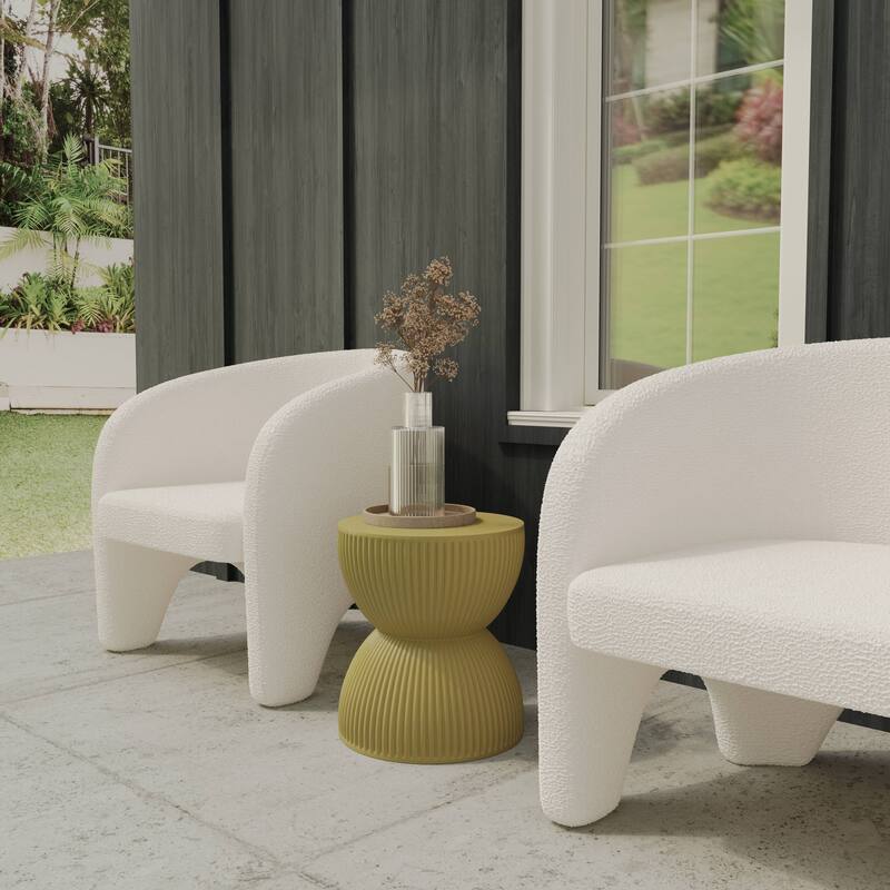 15" Wide Side Table in Painted Fiberstone with Hourglass Design Spire Collection