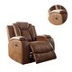 preview thumbnail 4 of 3, Leatherette and Wood Power Recliner in Brown Finish