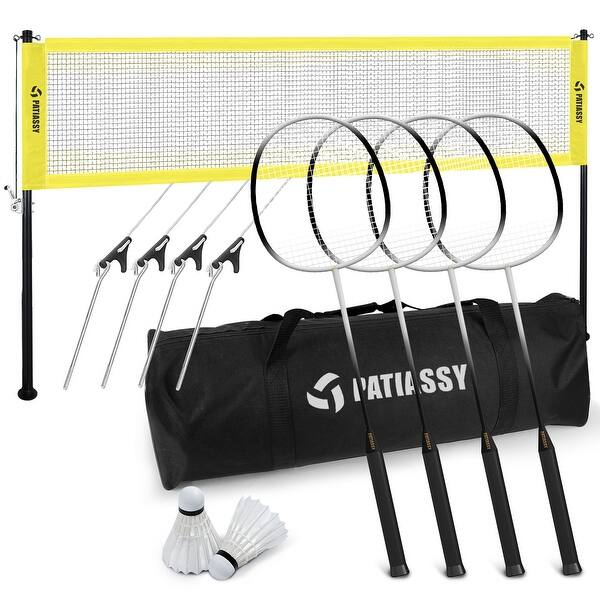 slide 2 of 8, Patiassy Professional Portable Badminton Net Set with Rackets