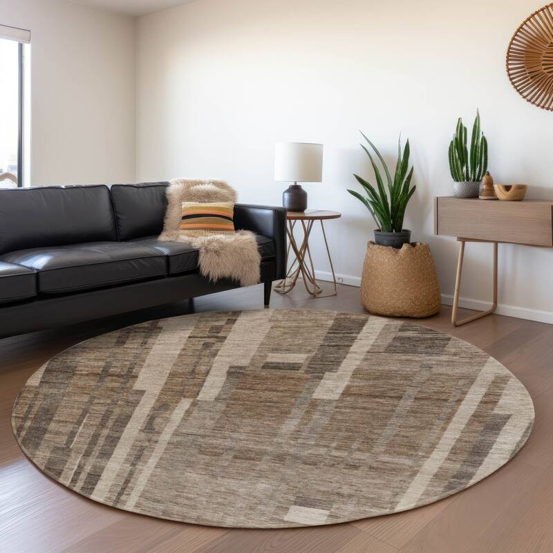 Premium Washable Super Soft Casual Contemporary Mayfield Rug - Brown - 8' x 8'