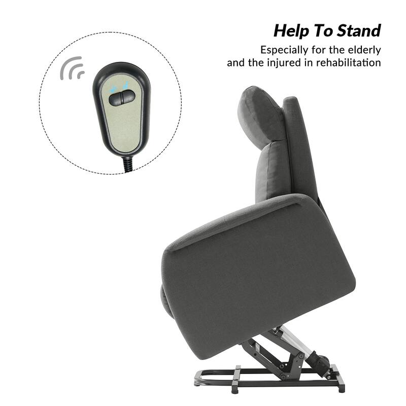 Elisa Mid-century Modern Power Remote Lift Assist Recliner with Metal Base