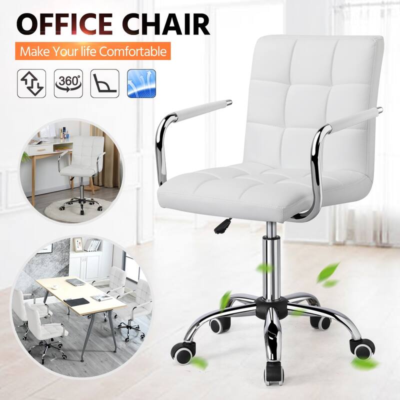 Yaheetech Adjustable Faux Leather Swivel Office Chair with Wheels