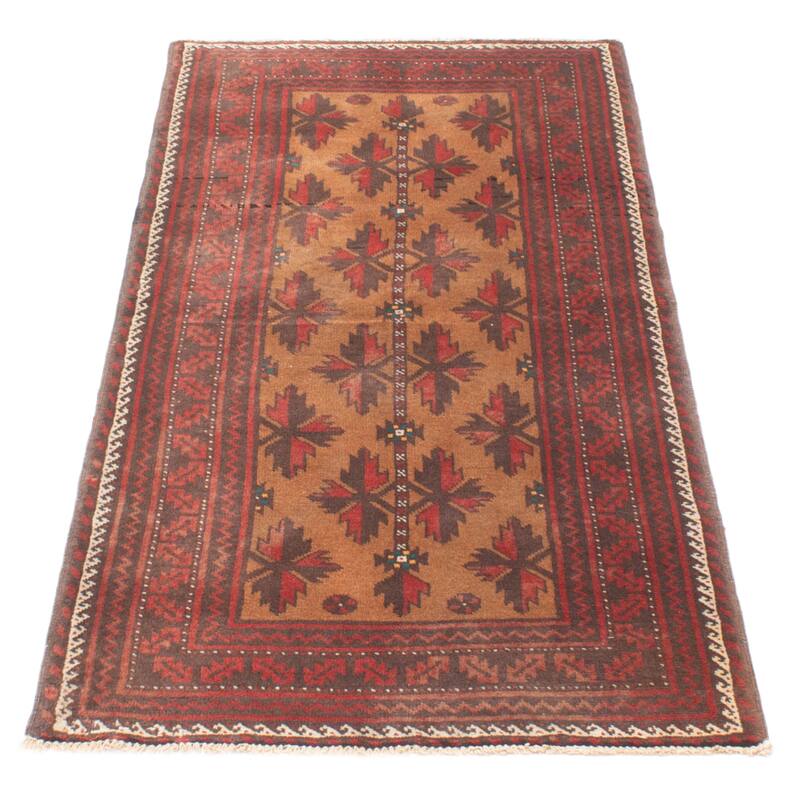 ECARPETGALLERY Hand-knotted Baluch Light Brown Wool Rug - 3'3 x 6'3
