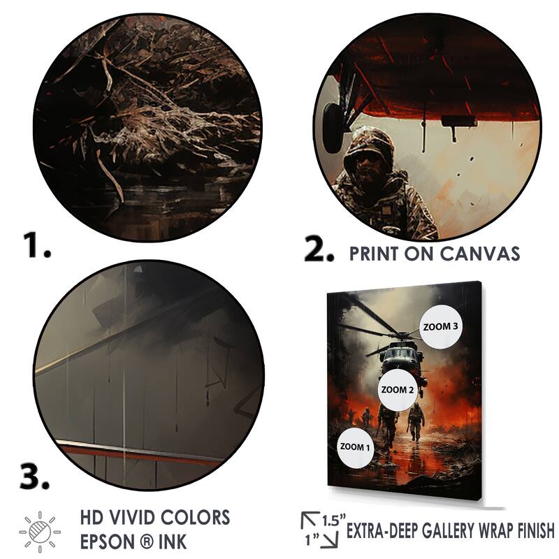 Designart "Abstract Military Battlefield Reflections I" Military Wall Art