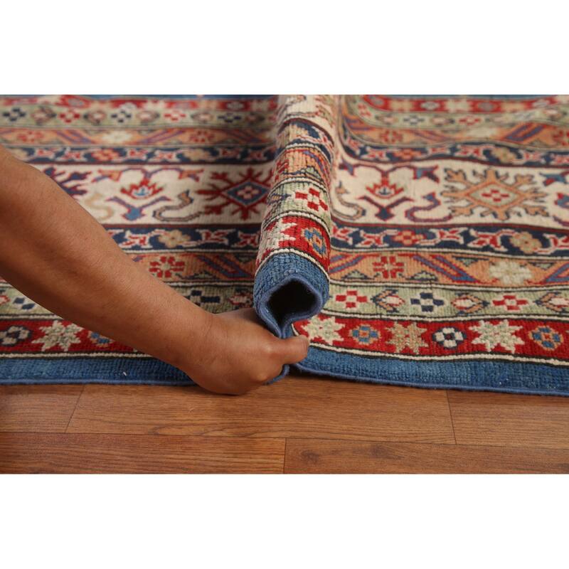 Vegetable Dye Blue Kazak Oriental Large Area Rug Handmade Wool Carpet - 12'8" x 16'5"