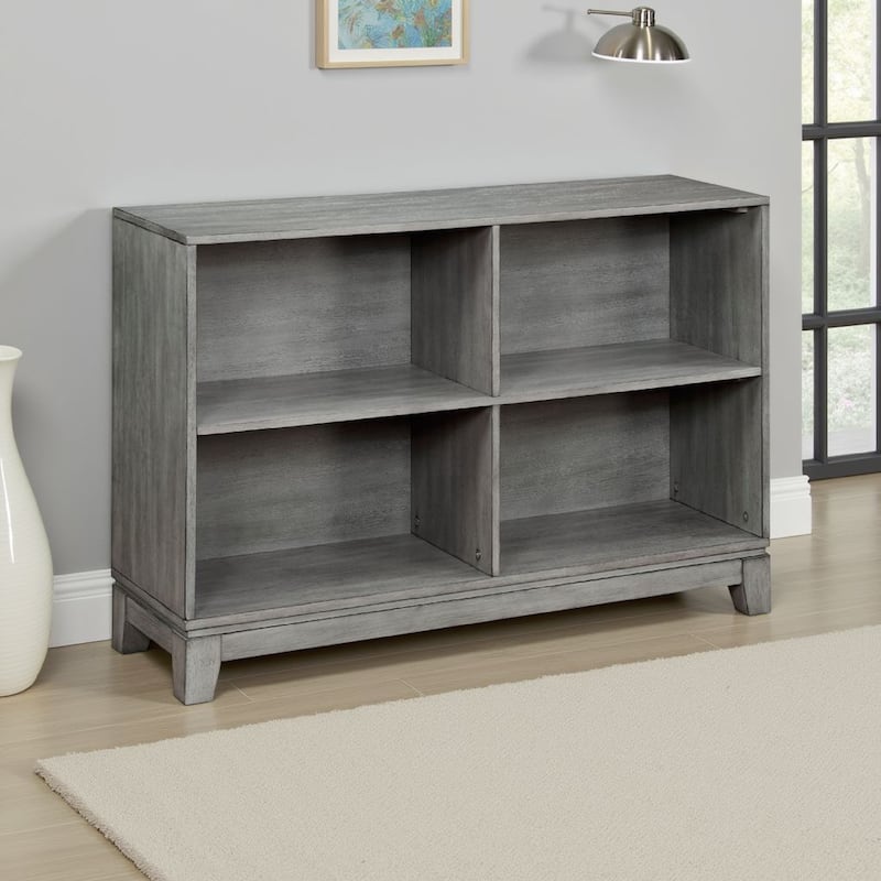 Thiem Cubby Bookcase, 43 Inch Wide 4 Shelves, Rustic Gray Veneer