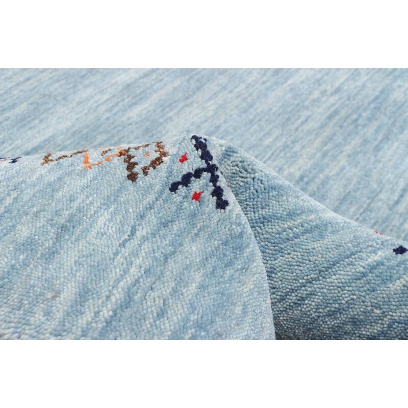 ECARPETGALLERY Hand Loomed Kashkuli Gabbeh Sky Blue Wool Rug - 4'1 x 5'9