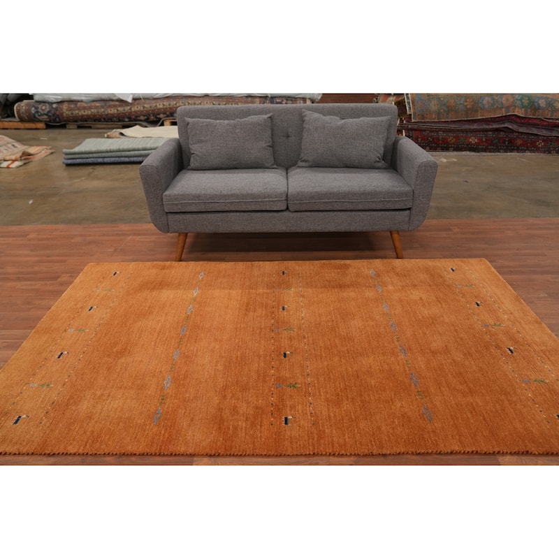 Hand Knotted Oriental 100% Wool Carpet Tribal Animal Pictorial Oranges & Rust Gabbeh Area Rug - 7' 11'' X 4' 10''