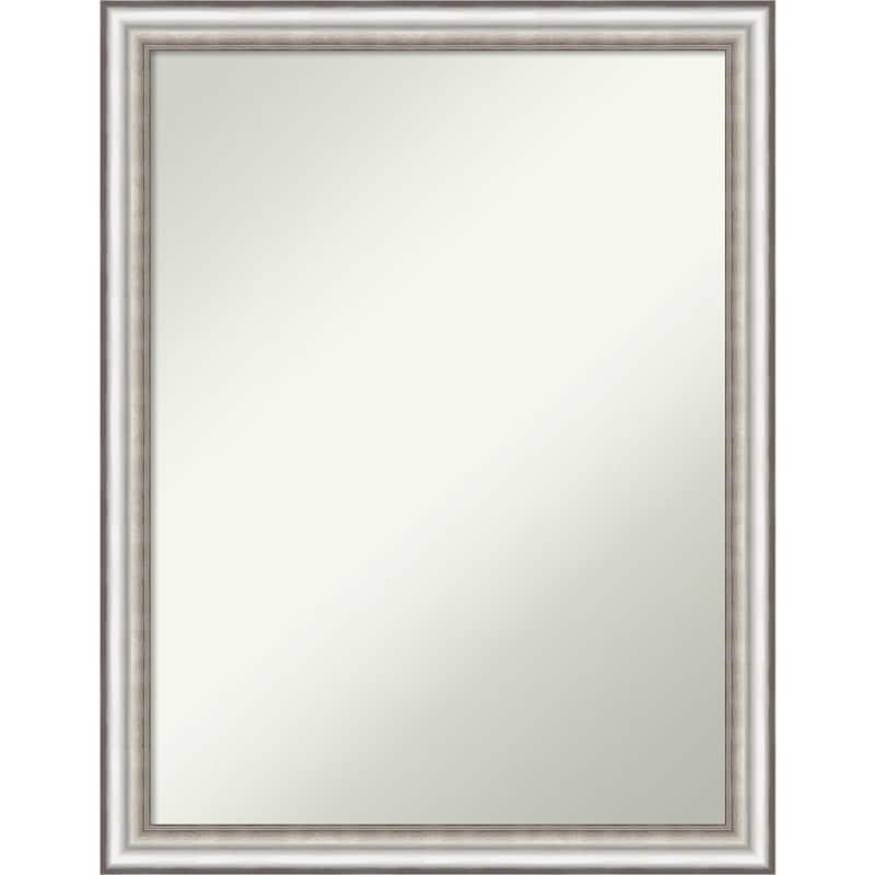 Non-Beveled Bathroom Wall Mirror - Salon Silver Narrow Frame - Salon Silver Narrow
