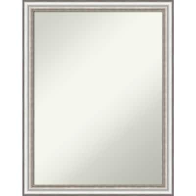 Non-Beveled Bathroom Wall Mirror - Salon Silver Narrow Frame - Salon Silver Narrow