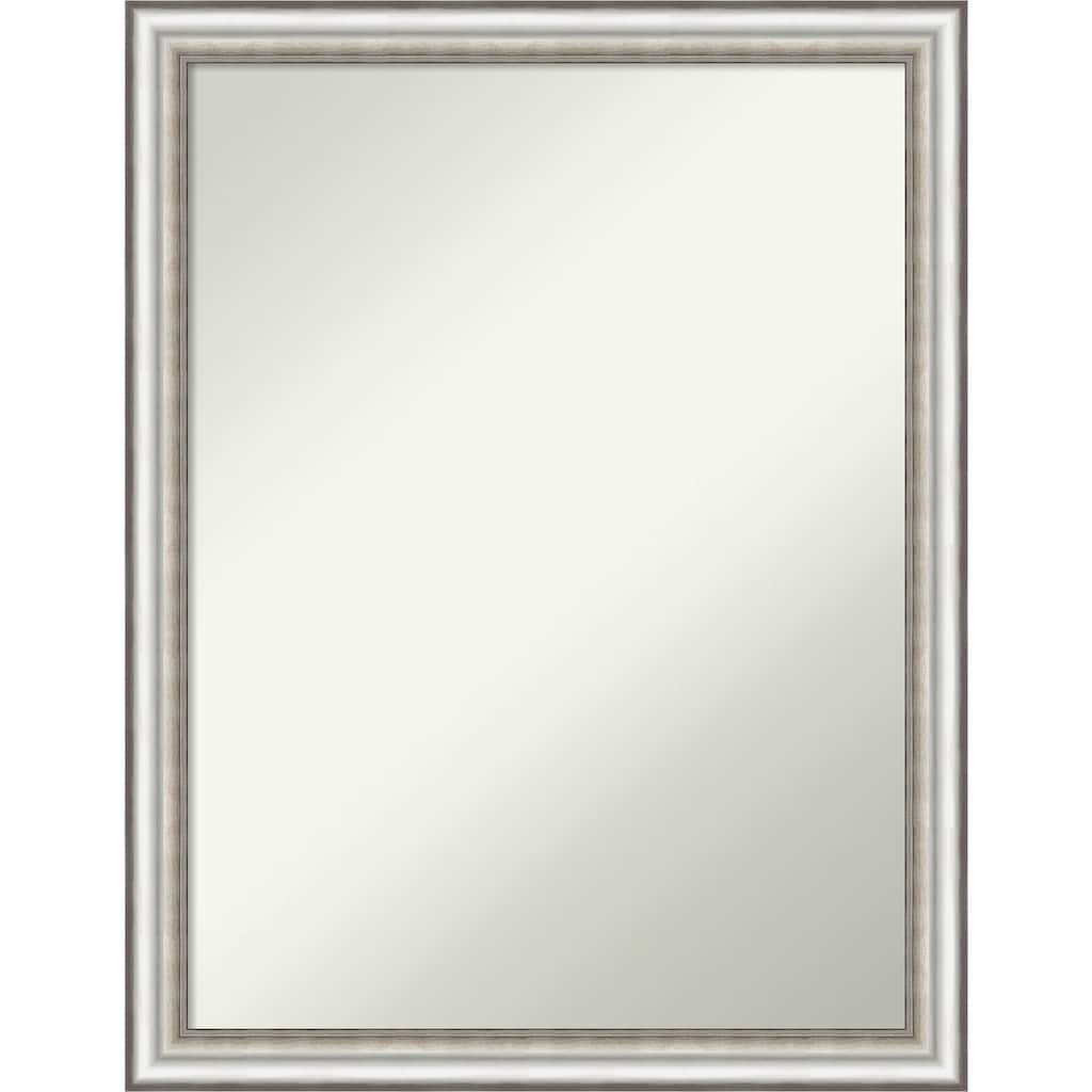 Non-Beveled Bathroom Wall Mirror - Salon Silver Narrow Frame - Salon Silver Narrow