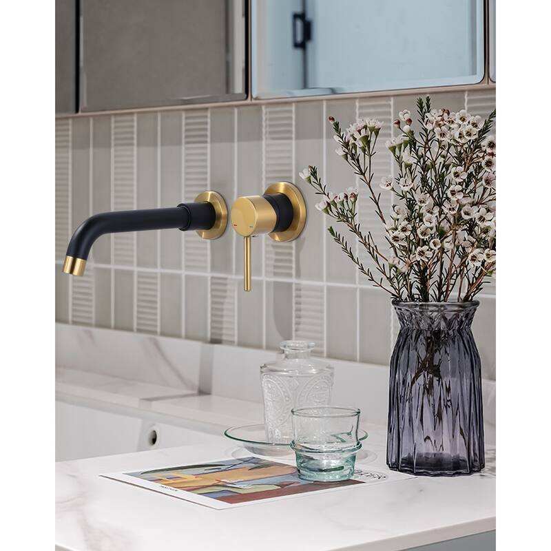 WOWOW Wall Mount Single Handle Bathroom Faucet