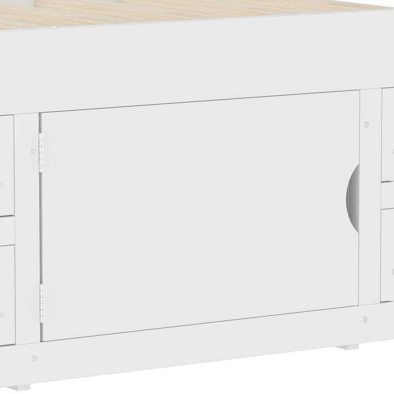 Roomfitters Twin Captain Platform Bed with Bookshelf Headboard and 4 Drawers