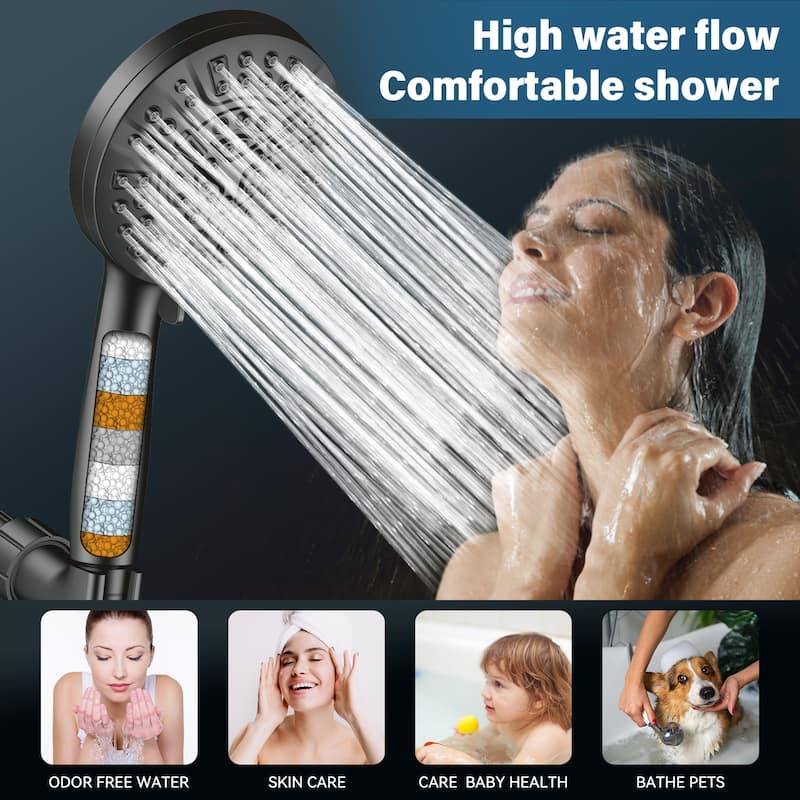Ray Star Shower Head High Pressure 10-Mode Shower Nozzle - 5"×11"