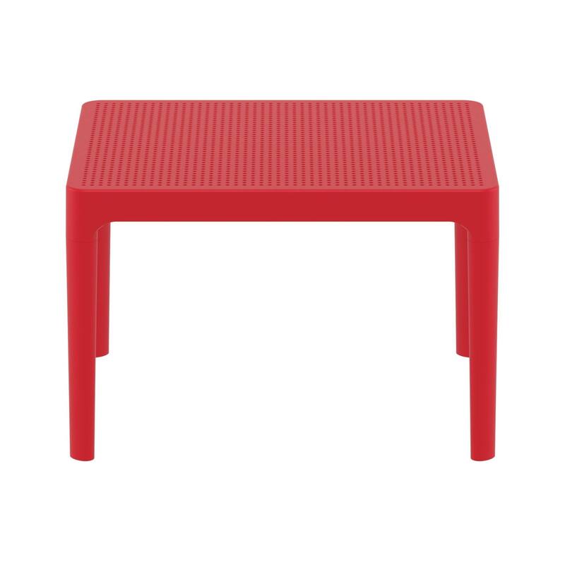 23.5" Red Rectangular Outdoor Patio Side Table